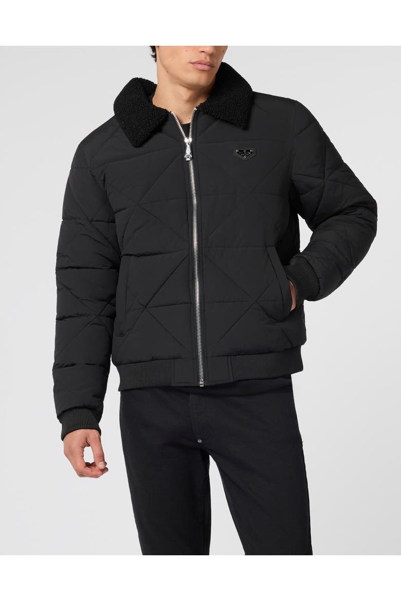 Nylon Down Jacket Men, Main, color, black