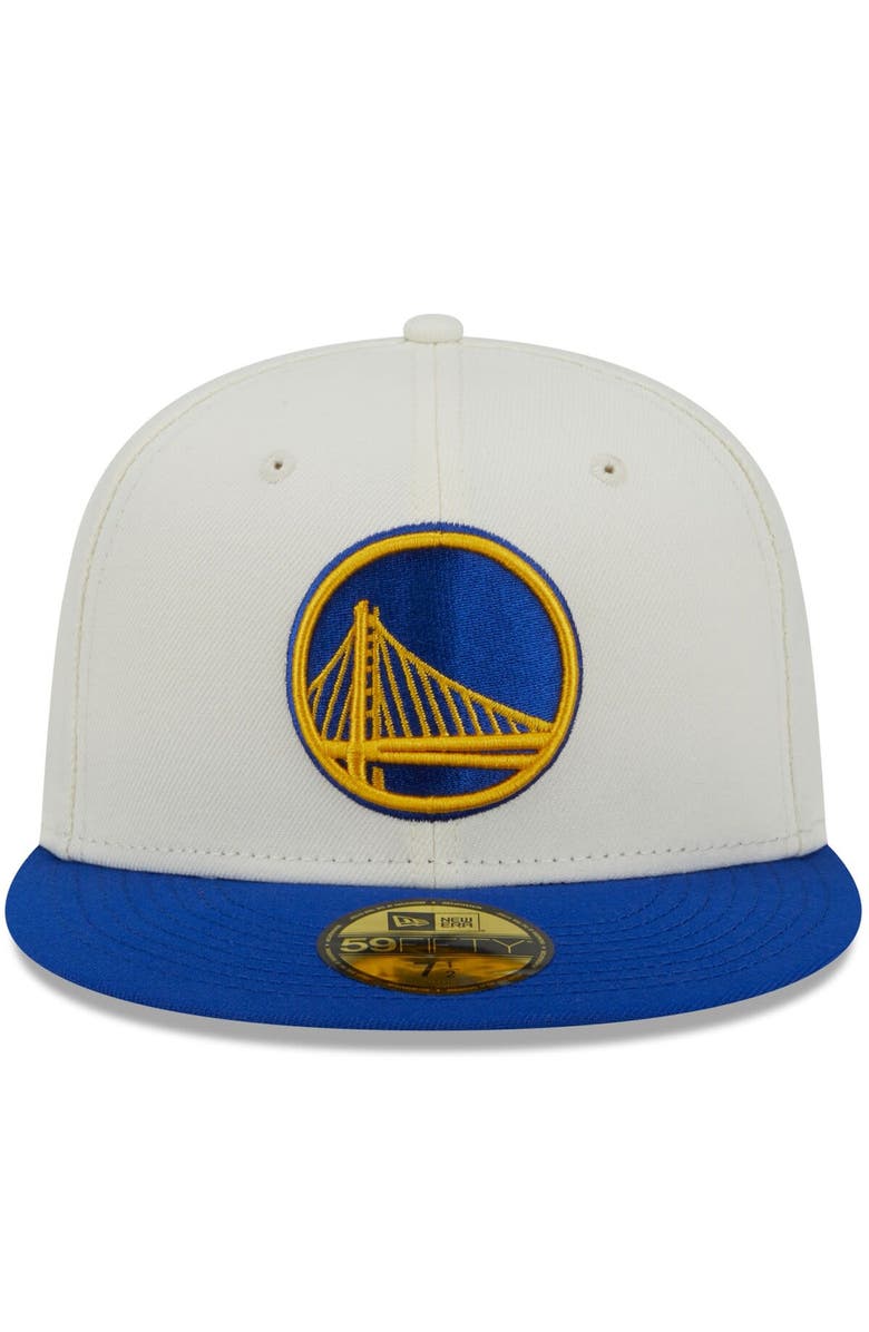 New Era x Staple Men's New Era x Staple Cream/Royal Golden State Warriors NBA x Staple Two-Tone 59FIFTY Fitted Hat, Alternate, color,