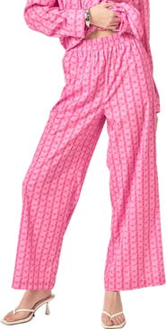 English Factory Leaf Print Wide Leg Pants
