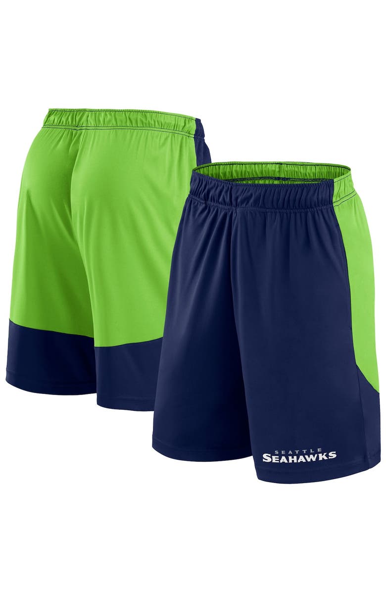FANATICS Men's Fanatics College Navy/Neon Green Seattle Seahawks Big & Tall Launch Shorts, Main, color, College Navy