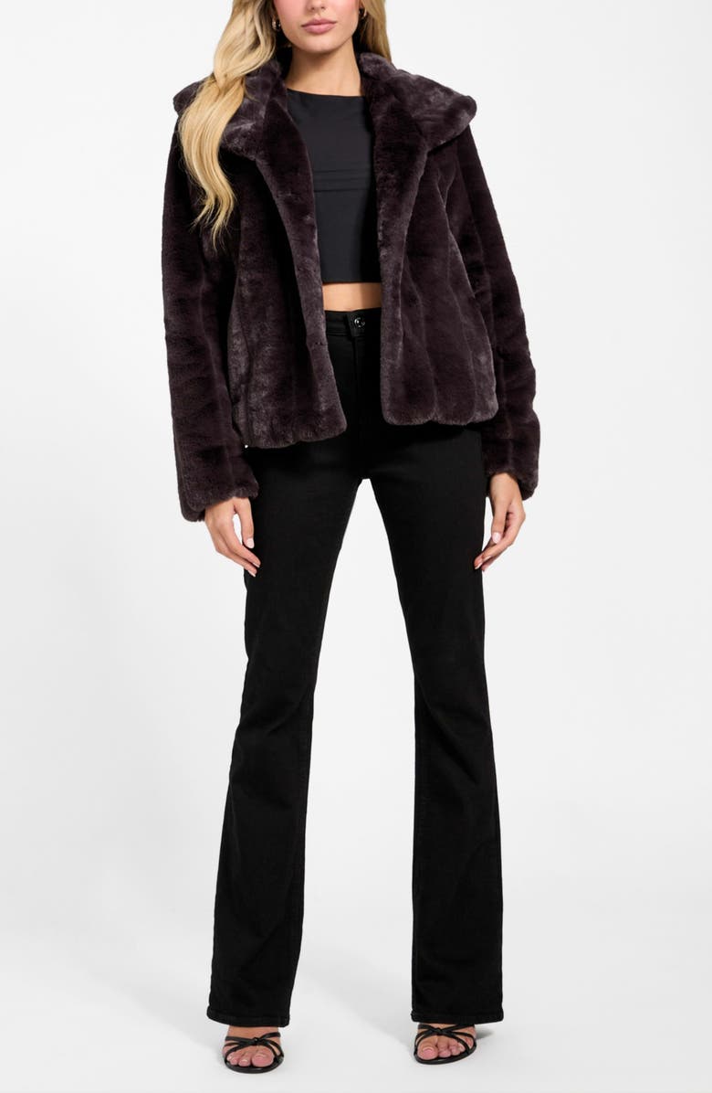 GUESS New Sophy Faux Fur Jacket, Alternate, color, Dark Brown