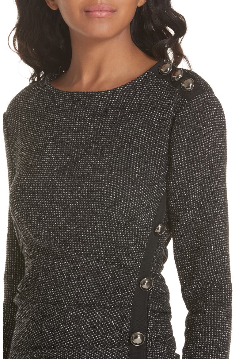 Ira Ruched Tweed Minidress, Alternate, color, SILVER