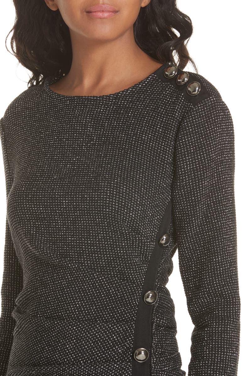 Veronica Beard Ira Ruched Tweed Minidress, Alternate, color, 