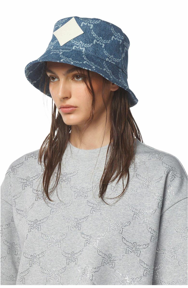 MCM Lauretos Denim Bucket Hat, Alternate, color, Electric Lilac