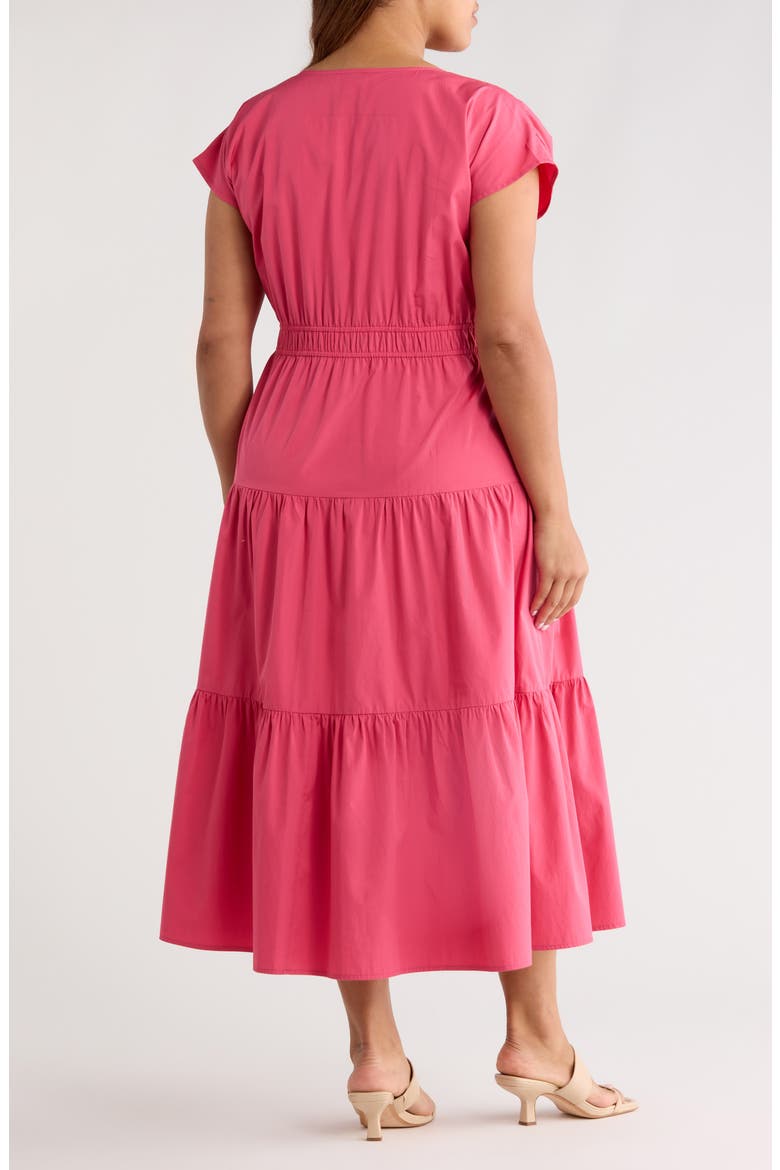 pink cotton poplin dress Pink Cotton Poplin Fit and Flare Short Button-Down Shirt Dress 66" / Custom Height (Free)