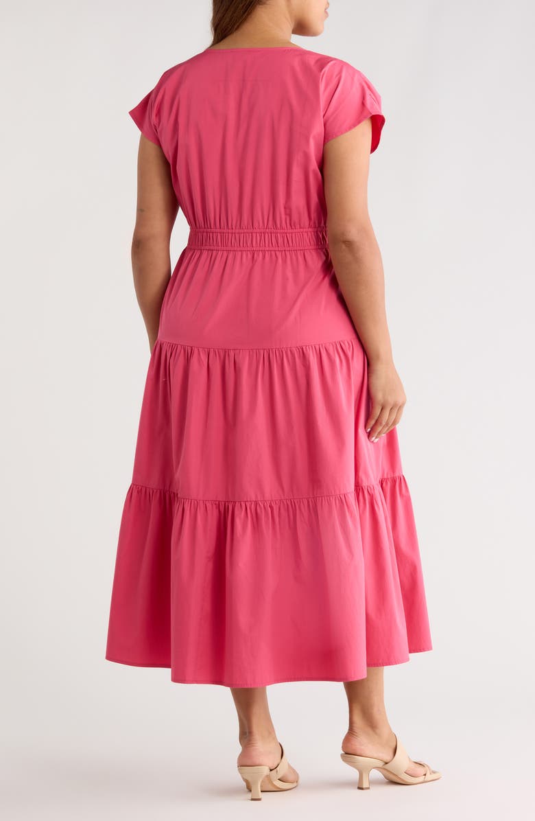 Nordstrom Tiered Cotton Poplin Dress, Alternate, color, Pink Carmine