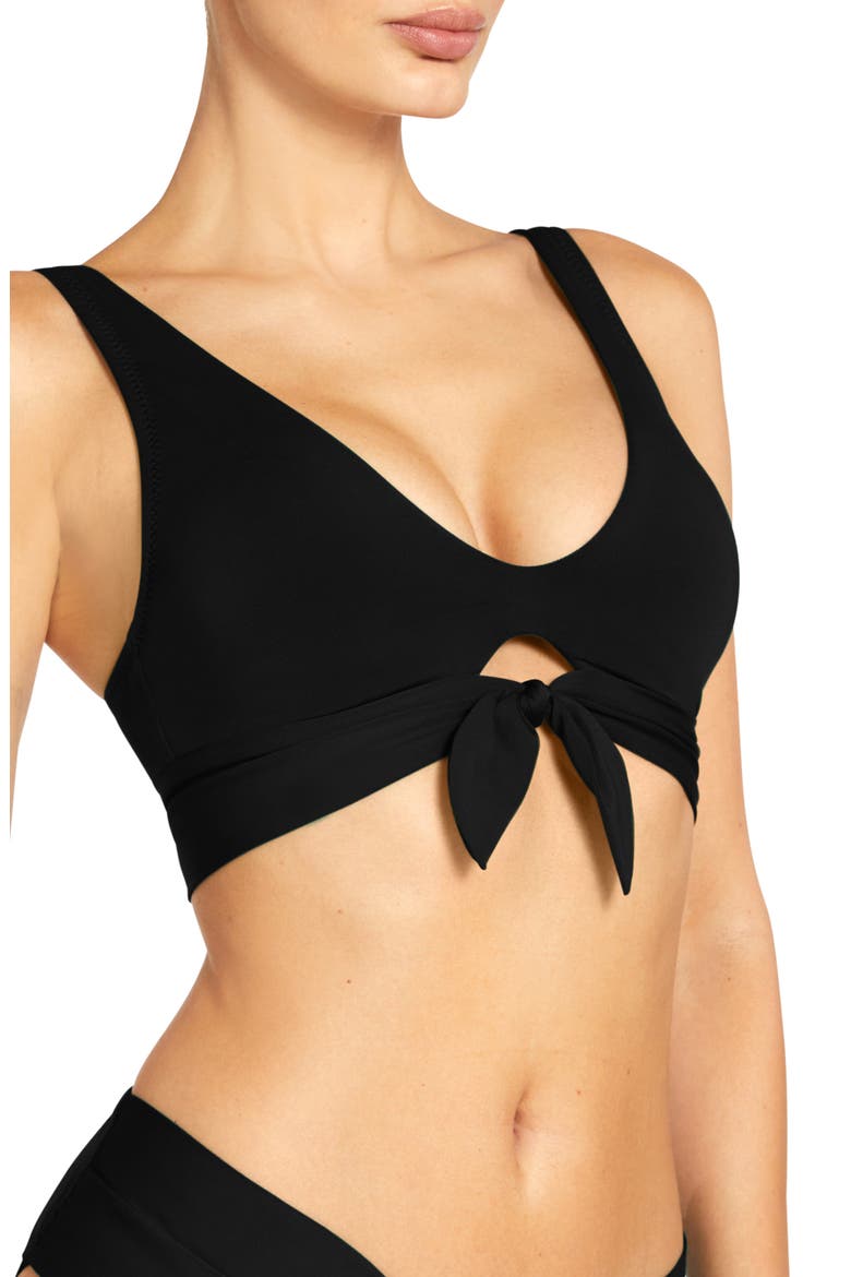 Ava Knot Front Bikini Top, Alternate, color, BLACK