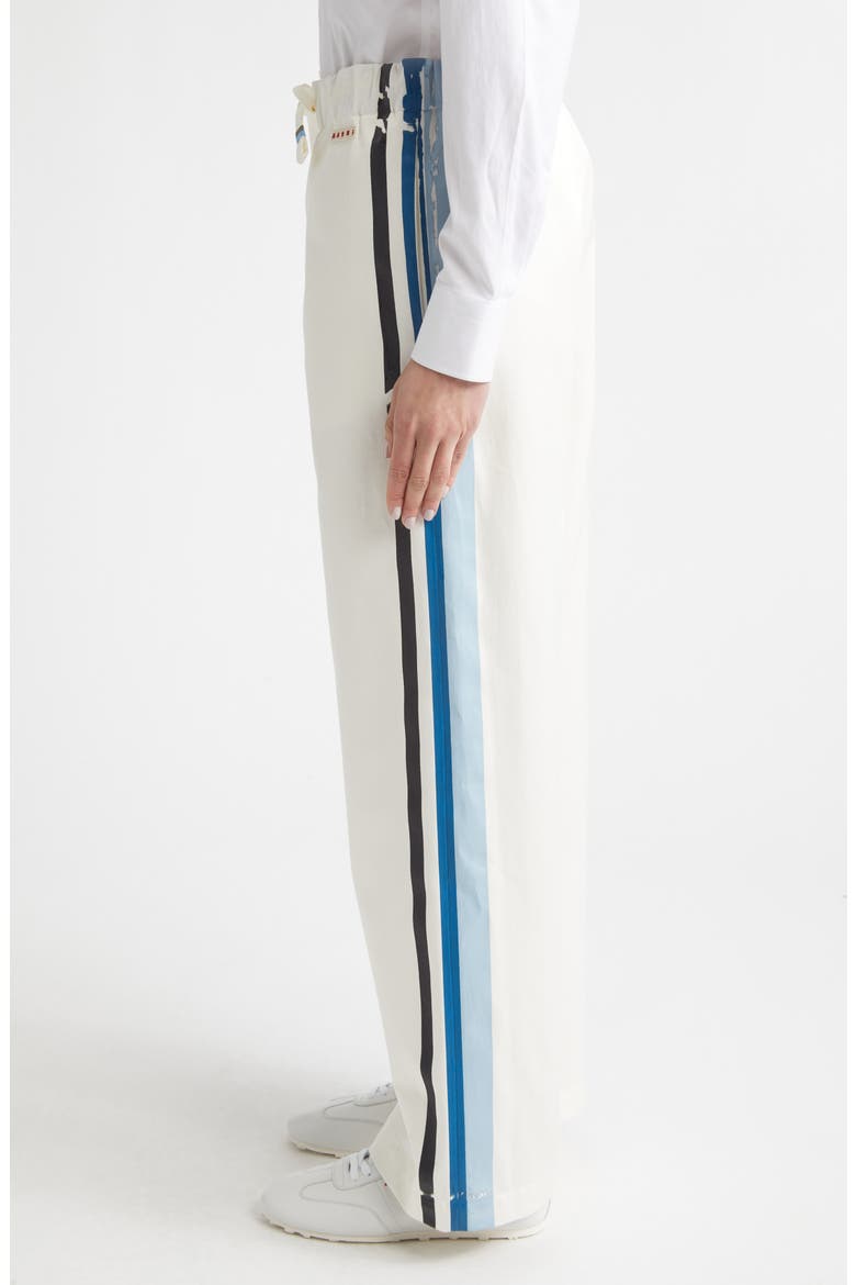 Contrast Stripe Cotton Wide Leg Track Pants, Alternate, color, 00W01 LILY WHITE
