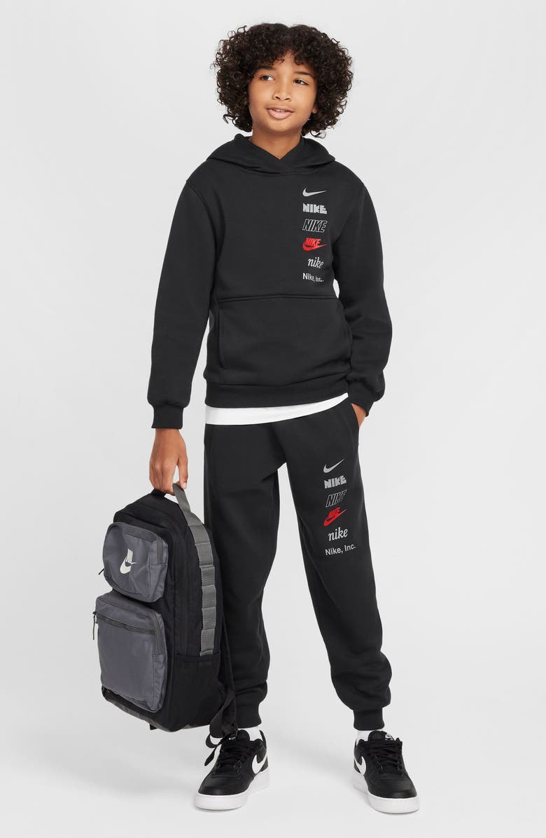 Nike Kids' Sportswear Club Fleece Hoodie, Alternate, color, Black/ Smoke Grey/ Red