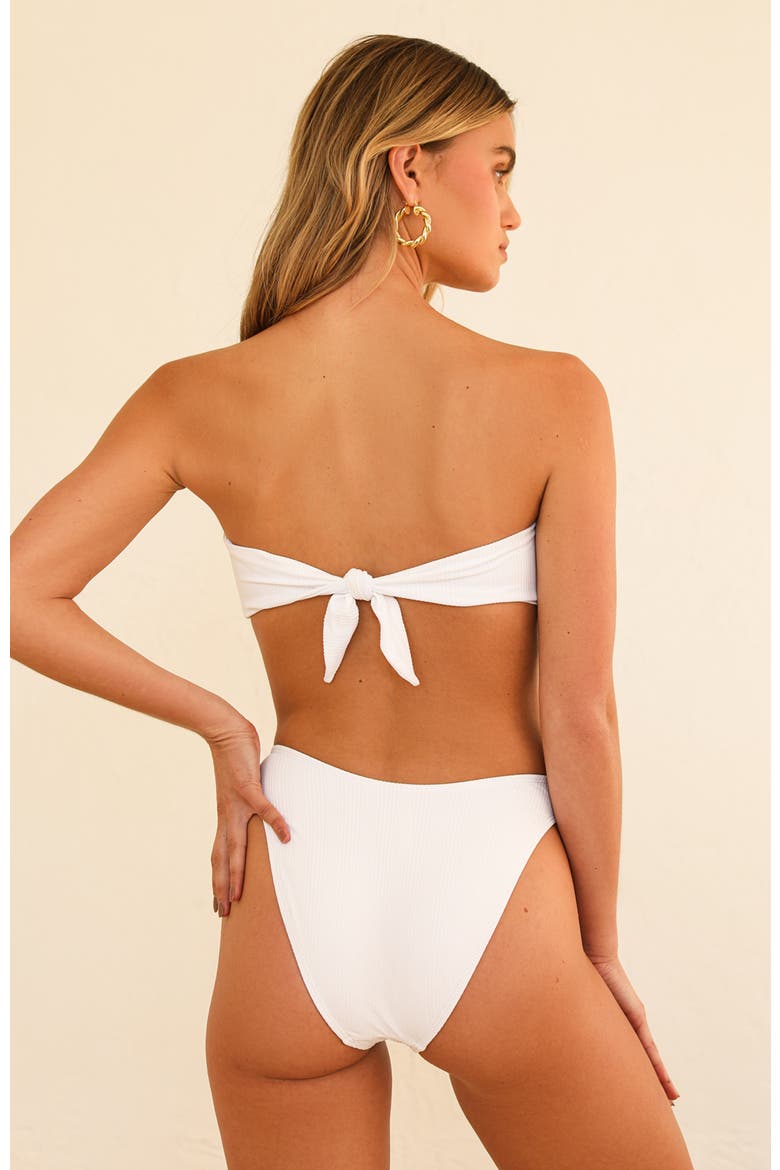 Lotus Bandeau Swim Bikini Top, Alternate, color, White Rib