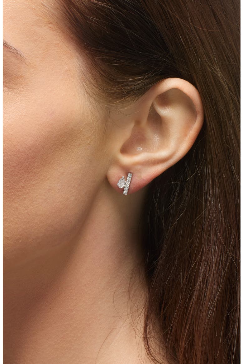 Serti sur Vide Diamond Single Stud Earring, Alternate, color, WHITE GOLD