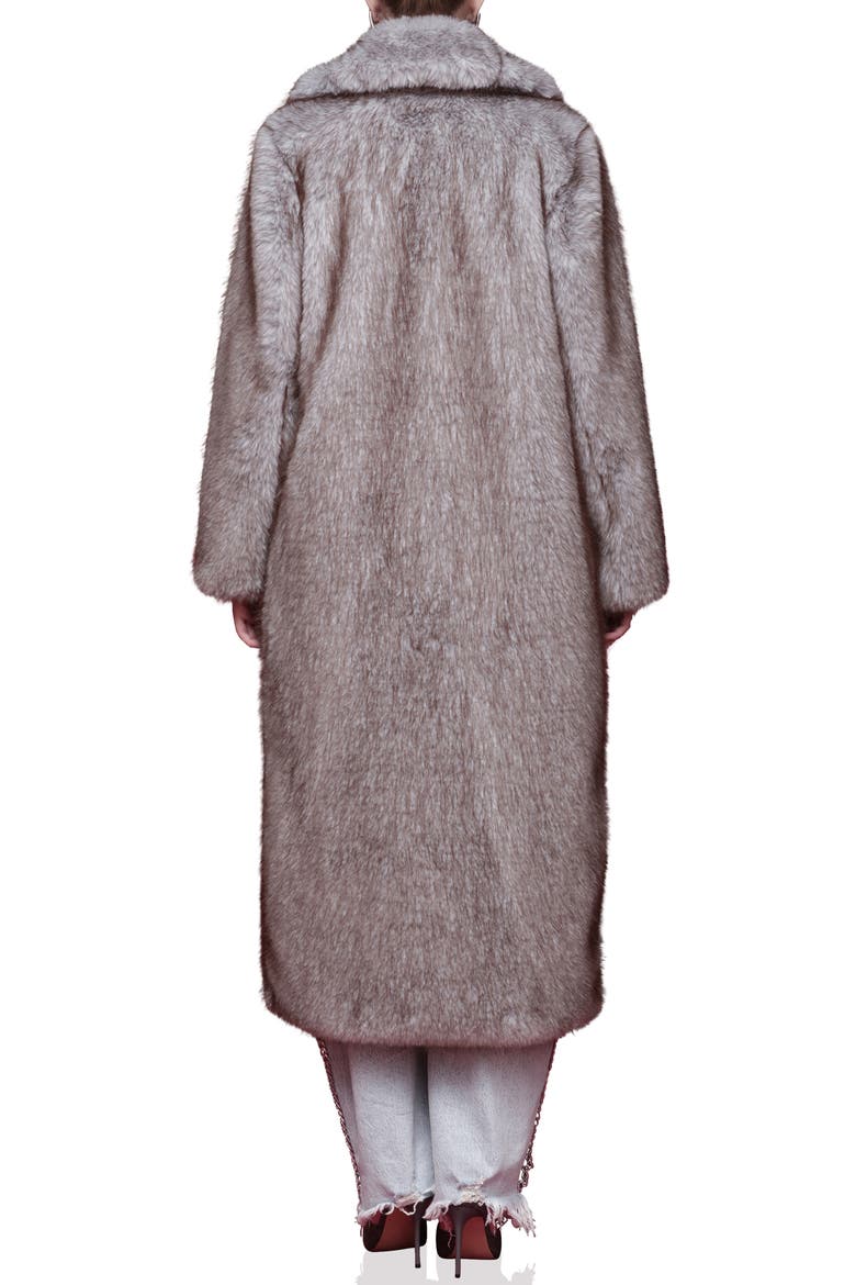 Faux Fur Longline Coat, Alternate, color, SKY