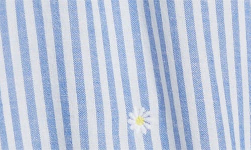 Shop Beachlunchlounge Rosie Embroidered Tie Front Short Sleeve Button-up Shirt In Daisy Patch