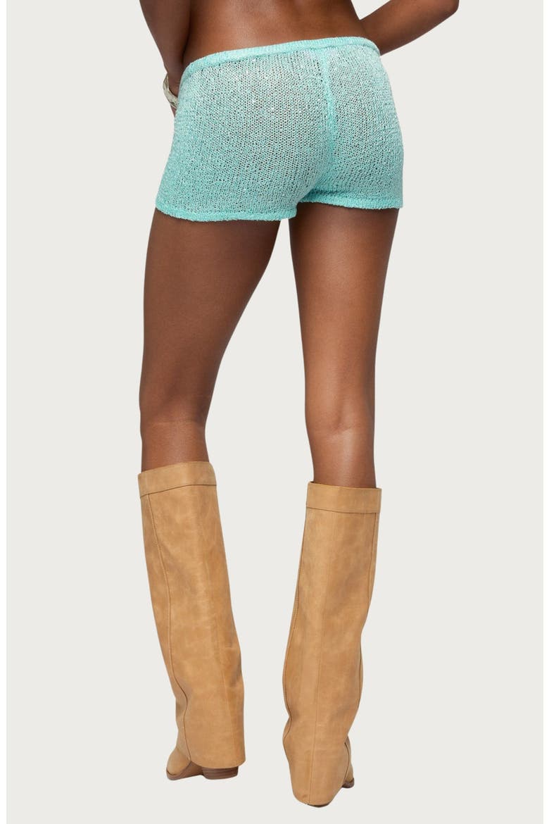 Sarina Sequin Knit Micro Shorts, Alternate, color, AQUA