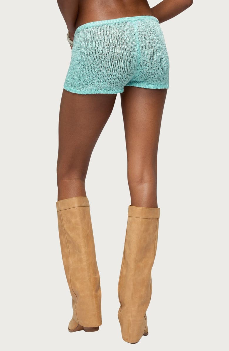 EDIKTED Sarina Sequin Knit Micro Shorts, Alternate, color, 