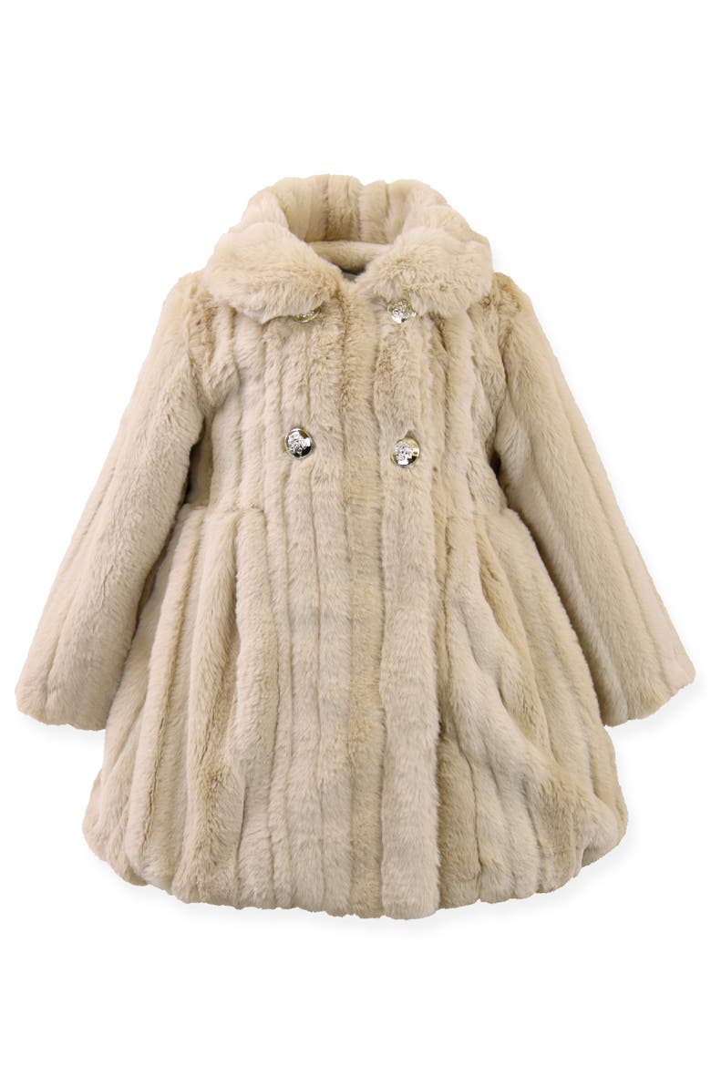 Faux Fur Balloon Coat, Alternate, color, Gold Mink Stripe