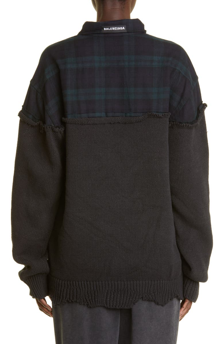 Balenciaga Mixed Media Oversize Cotton Blend Top, Alternate, color, 