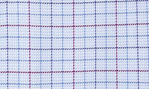 David Donahue Trim Fit Check Blue Cotton Dobby Dress Shirt In Pattern