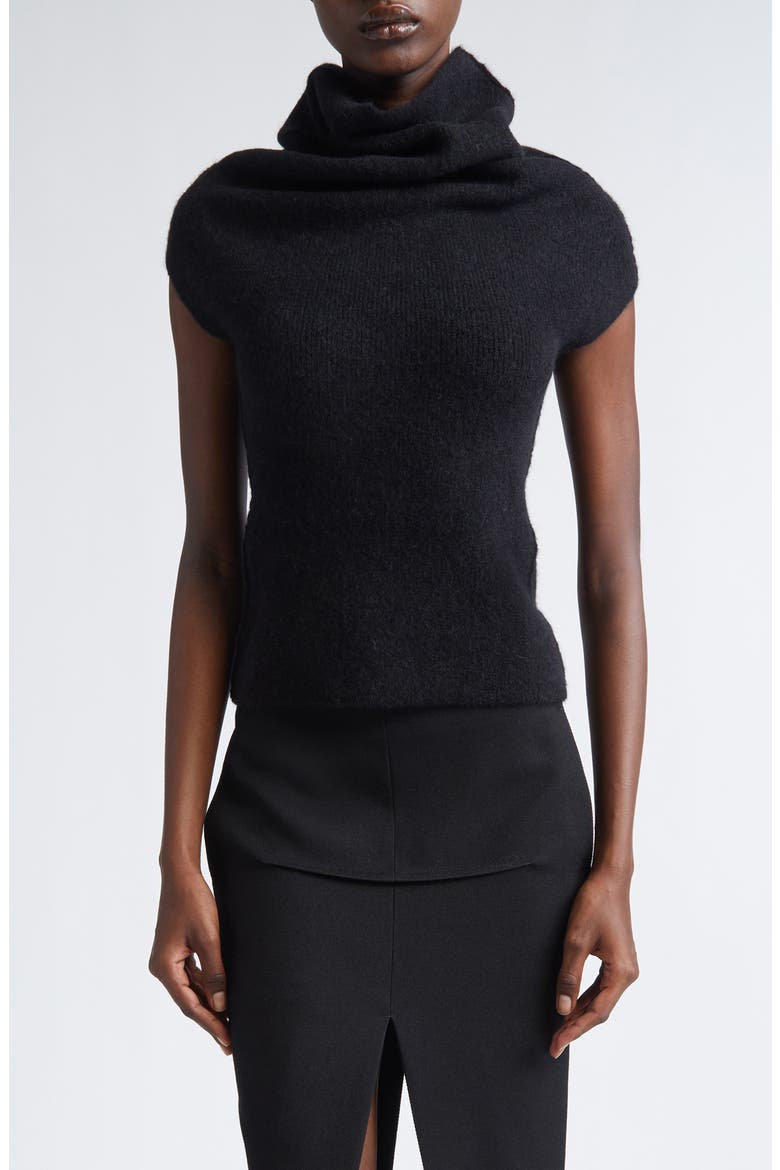 Crater Alpaca & Wool Blend Funnel Neck Sweater, Main, color, BLACK