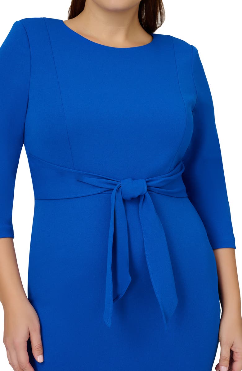 Adrianna Papell Tie Waist Crepe Dress, Alternate, color, Violet Cobalt