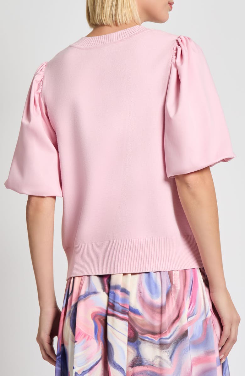 Misook Heritage Fit Mixed Media Puff Sleeve Top, Alternate, color, Soft Blush