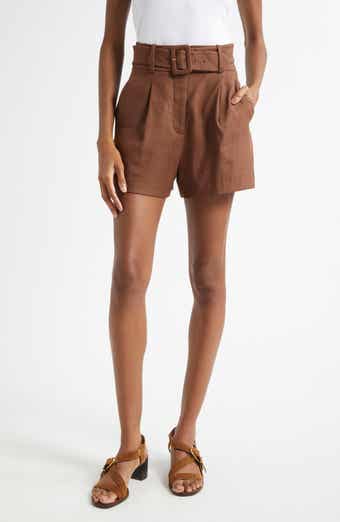Veronica Beard Piper Pleated Linen Blend Shorts