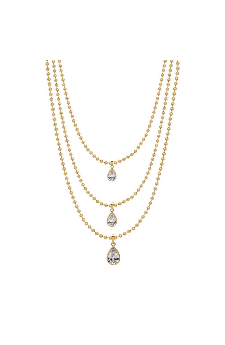 BY ADINA EDEN Lab Grown Diamond Pear Bezel Ball Link Necklace 14K, Alternate, color, 14K Gold - 3 Carat