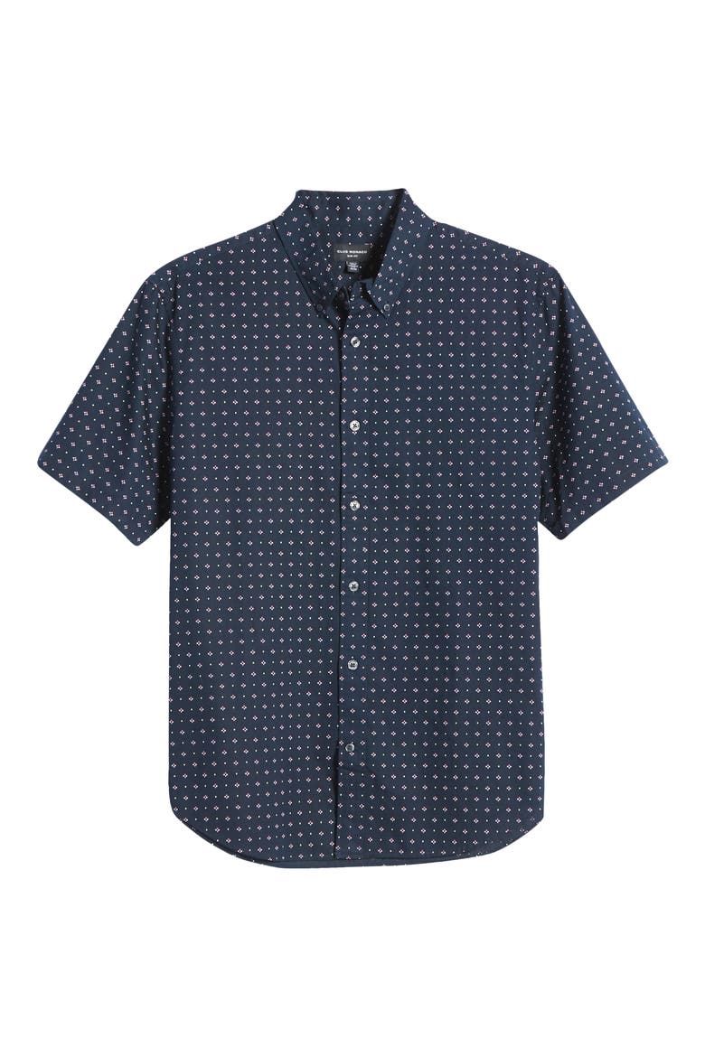 Slim Fit Floral Short Sleeve Button-Down Shirt, Alternate, color, NAVY MULTI
