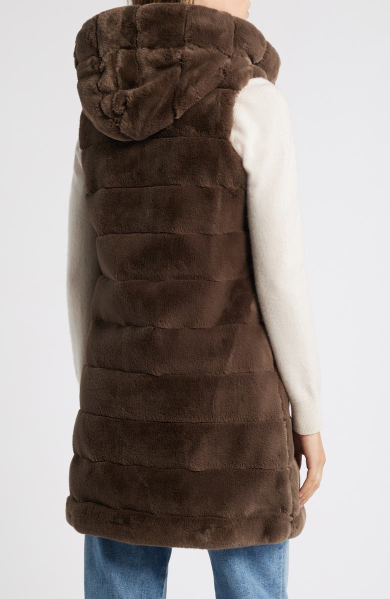 Via Spiga Quilted Faux Fur Hooded Vest, Alternate, color, Taupe