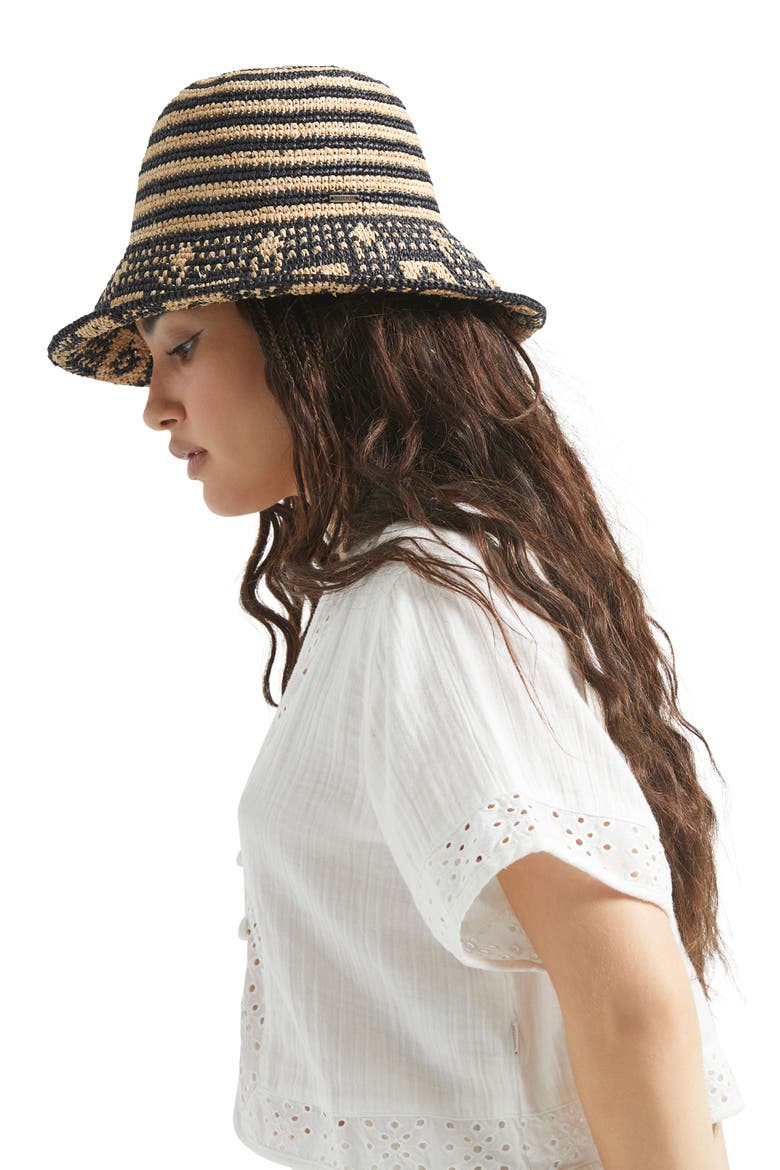 Redding Packable Straw Bucket Hat, Alternate, color, BLACK/ NATURAL