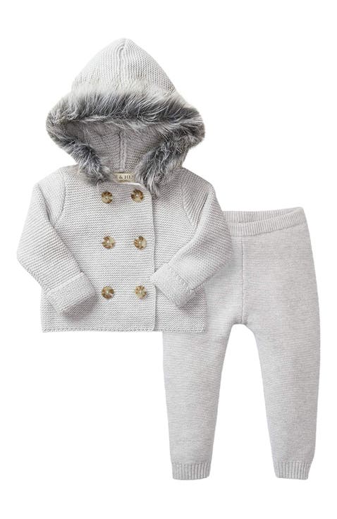 Baby Faux Fur Hooded Sweater Set