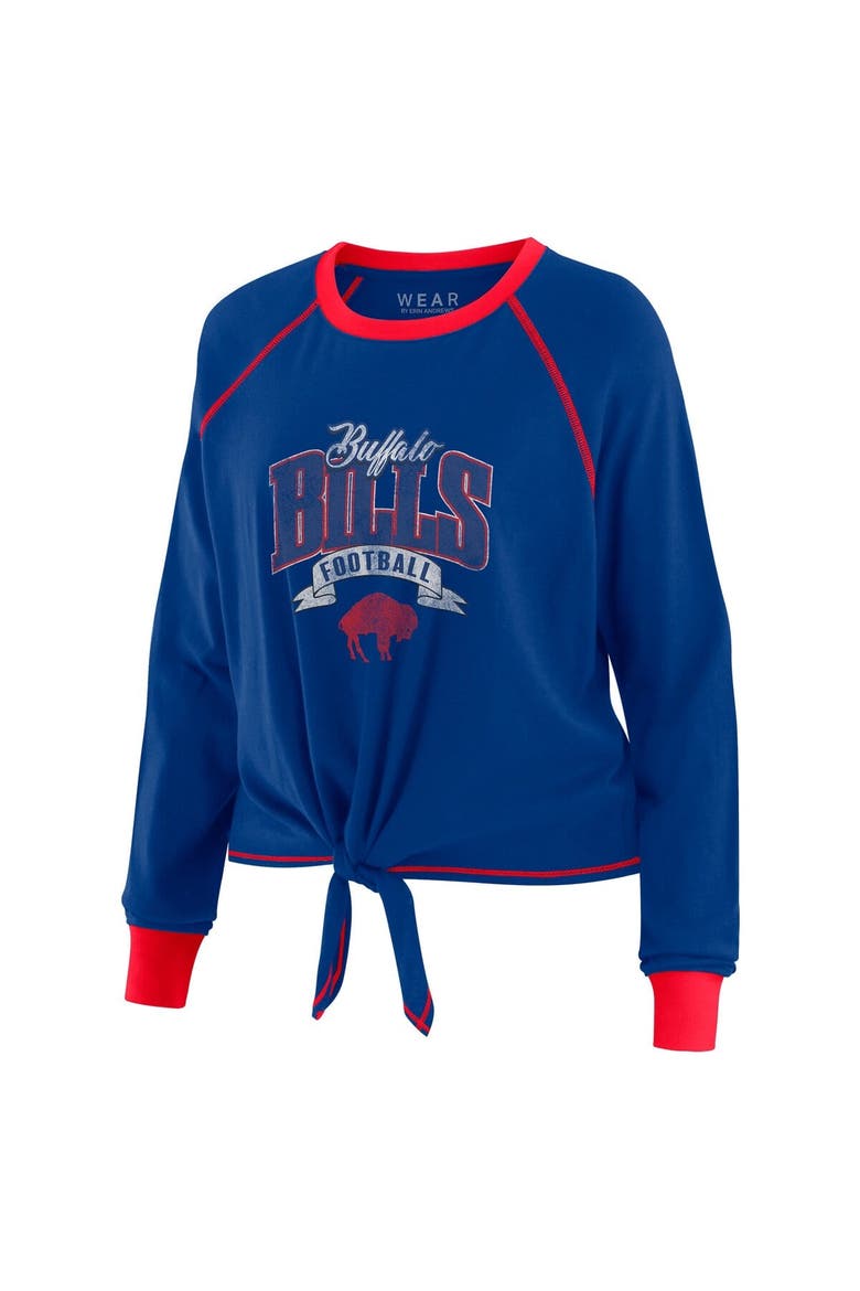 Women's WEAR by Erin Andrews Royal/Red Buffalo Bills Tie-Front Long Sleeve Top, Alternate, color, Royal