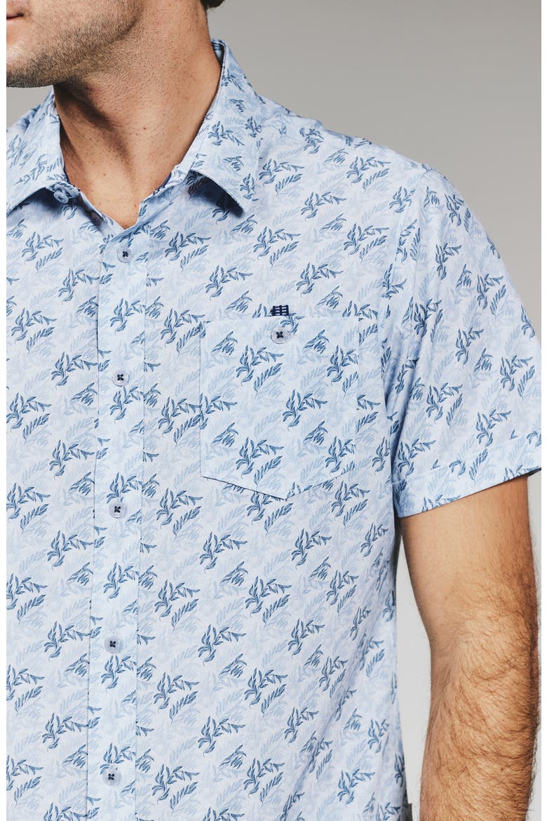 Rubens Print Short Sleeve Button-Up Shirt, Alternate, color, LIGHT BLUE