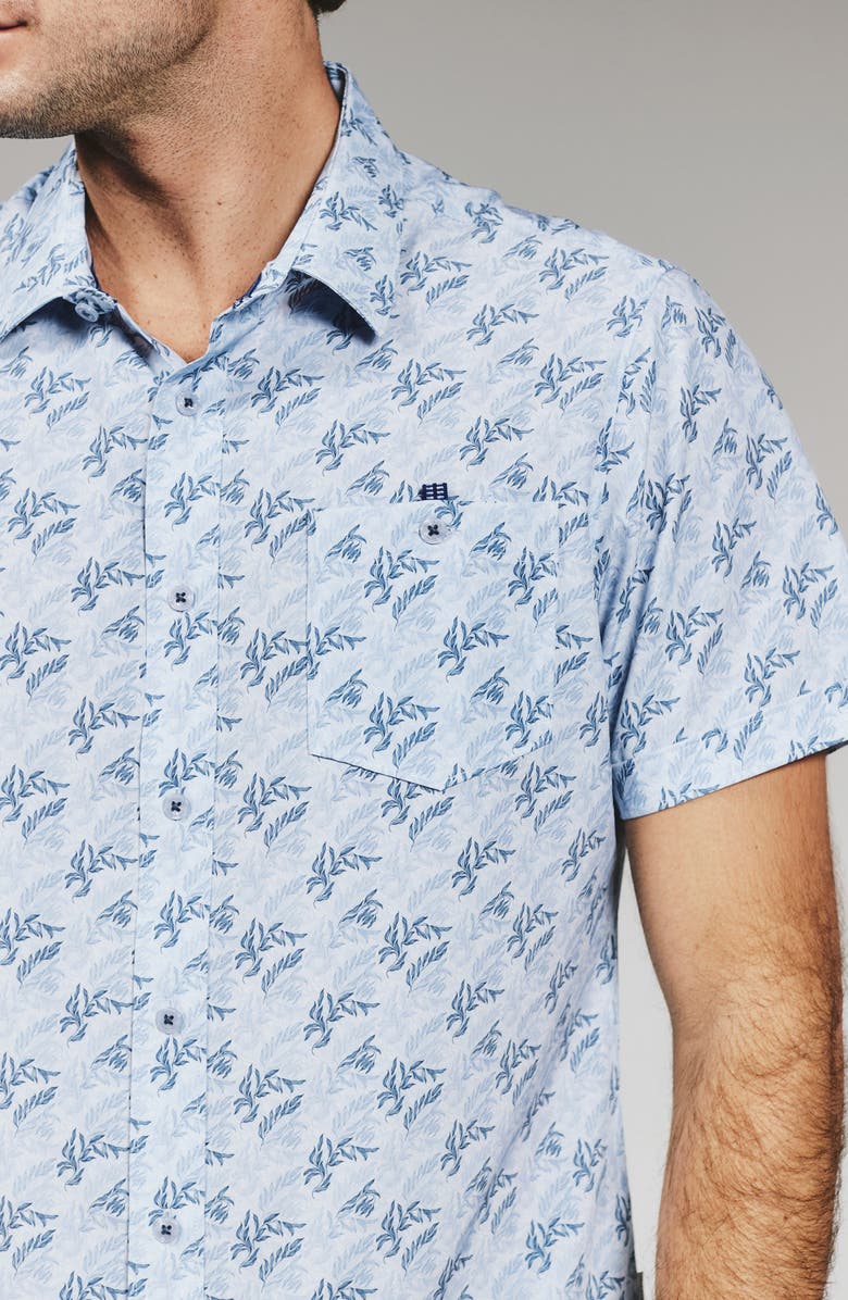 7 Diamonds Rubens Print Short Sleeve Button-Up Shirt, Alternate, color, Light Blue