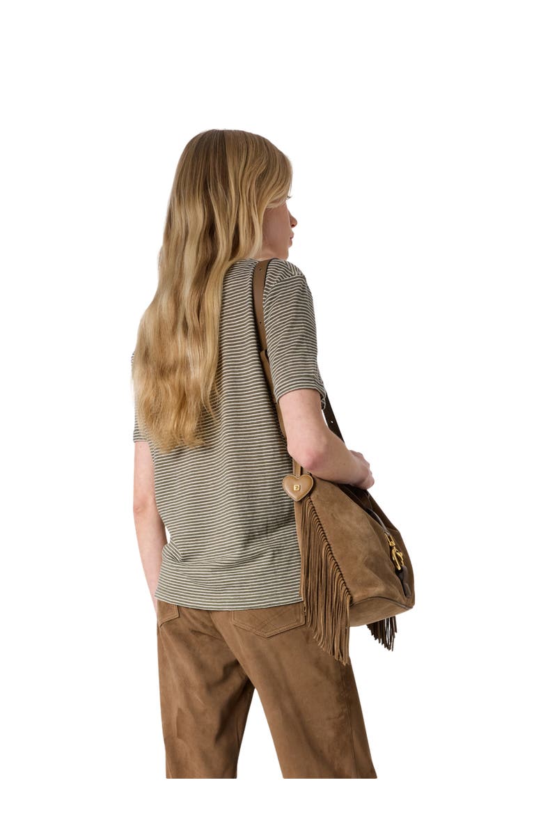 GERARD DAREL Melva Linen Blend Striped T-Shirt, Alternate, color, Khaki Green