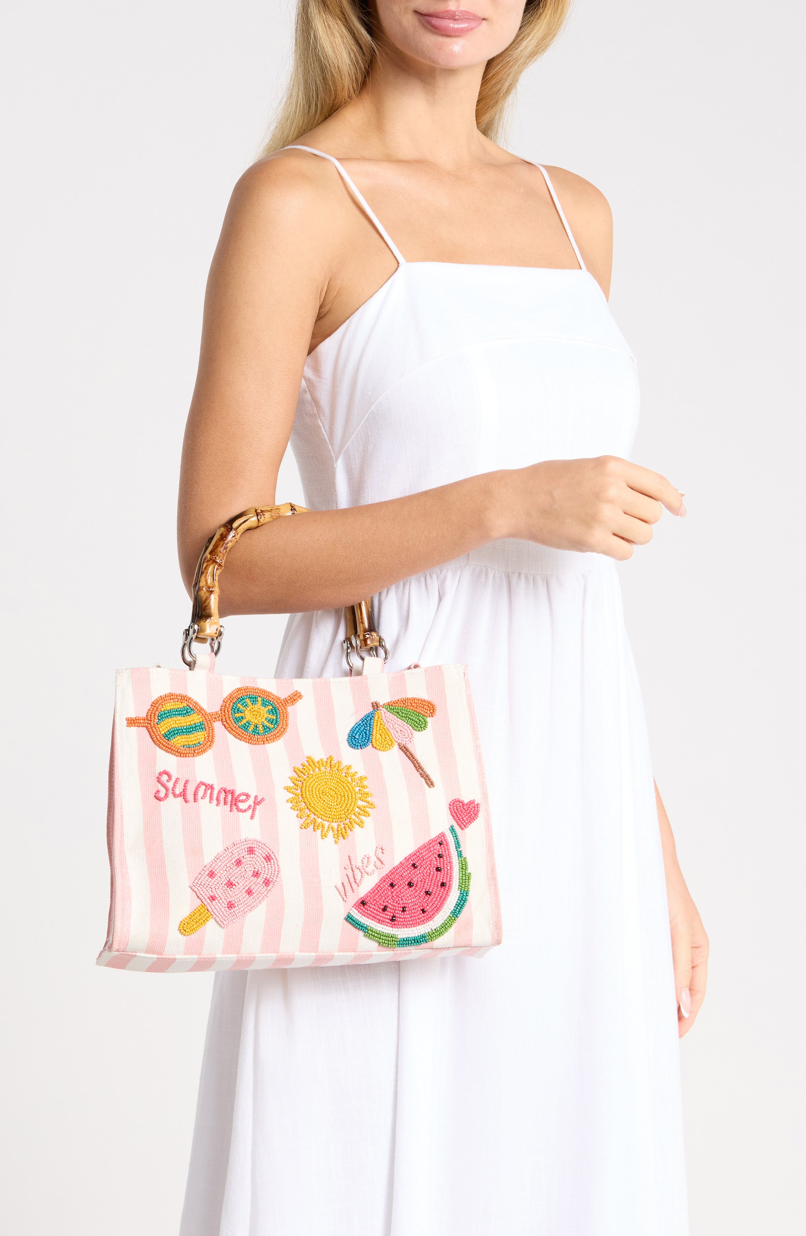 Mini Tote Bag, Alternate, color, WHITE/ PINK MULTI