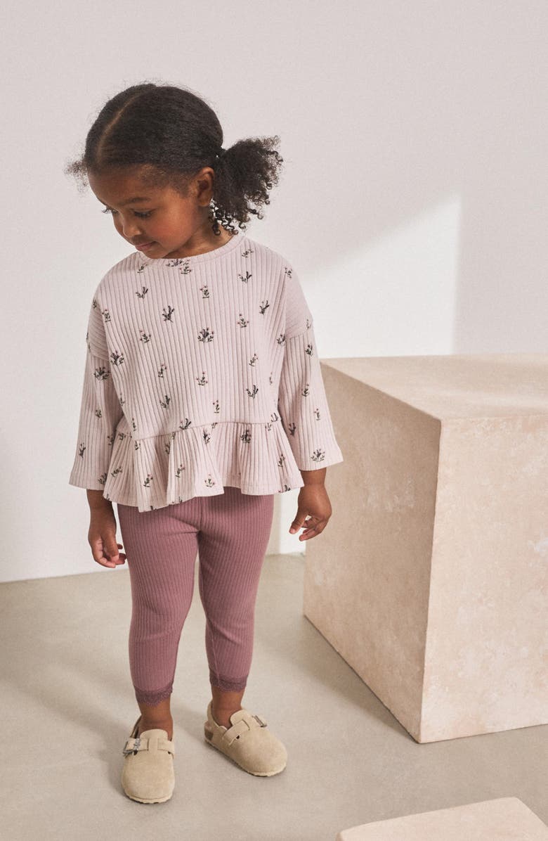 NEXT Kids' Frill Hem T-Shirt & Leggings Set, Alternate, color, Purple