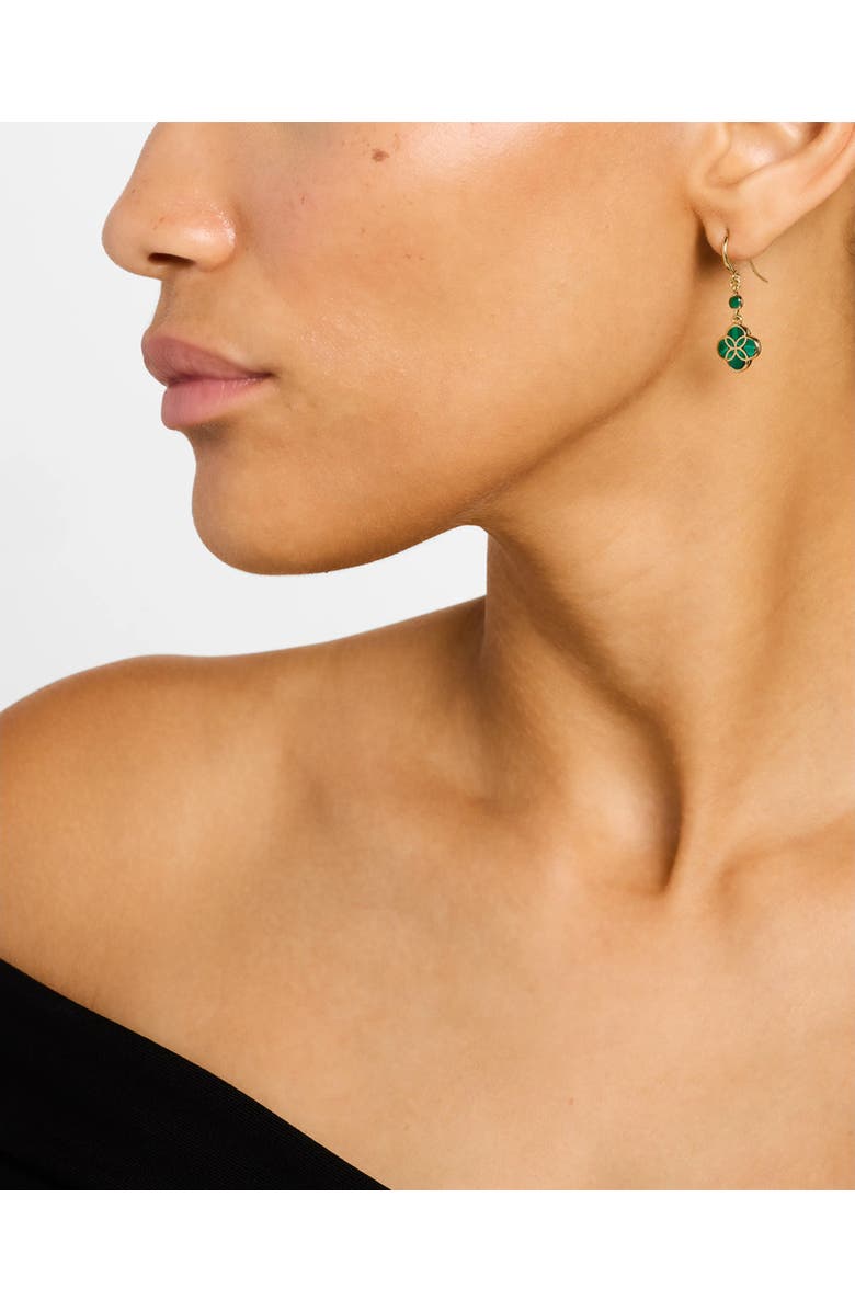 Jan Leslie Petal Gemstone With 18K Gold Overlay Sterling Drop Earring, Alternate, color, Green