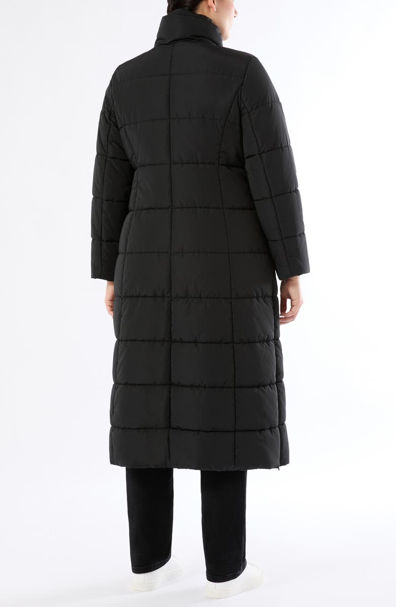 Marina Rinaldi Quark Water Repellent Quilted Coat, Alternate, color, Black