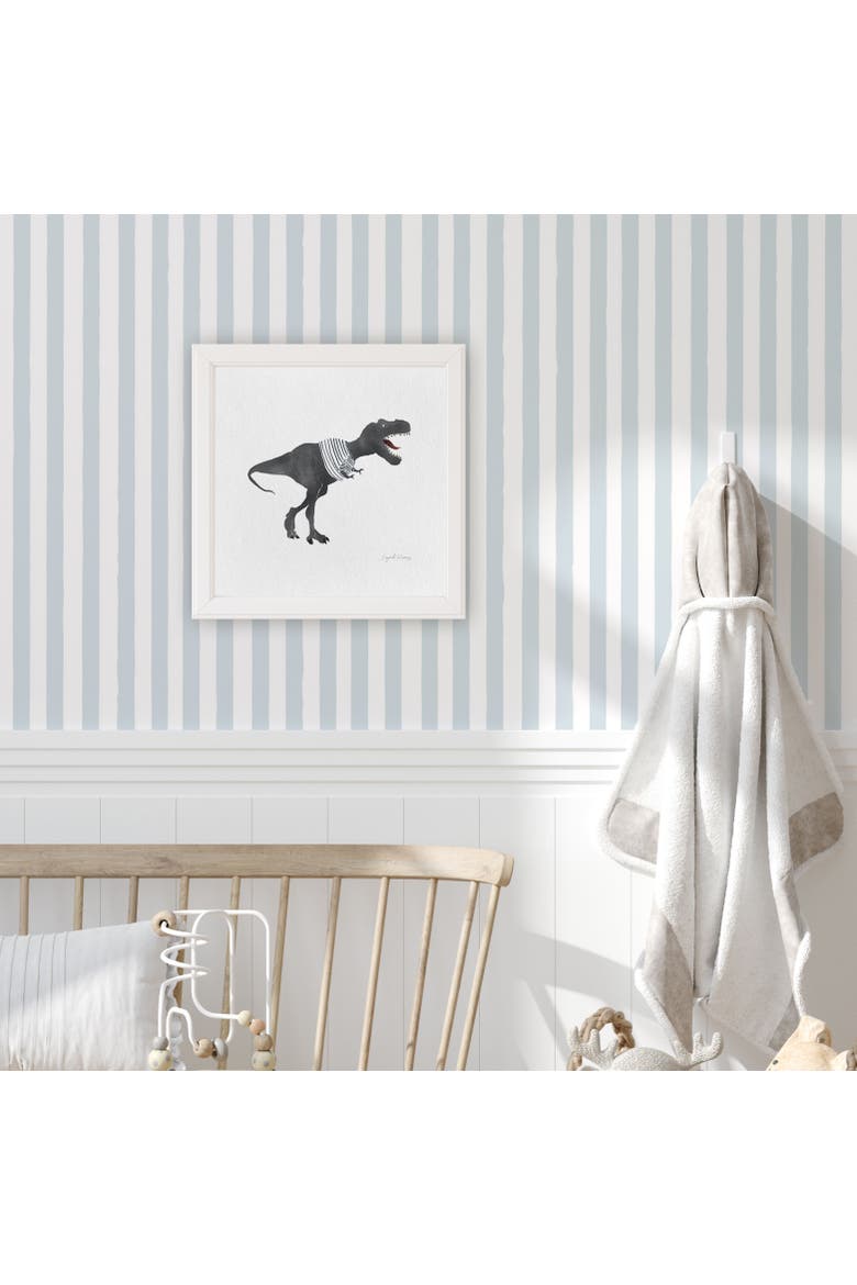 Dino Stripes Framed Museum Quality 12" x 12" Art Print, Alternate, color, Multicolored