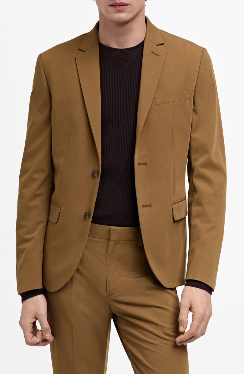 MANGO Superslim Fit Stretch Sport Coat, Main, color, Ochre