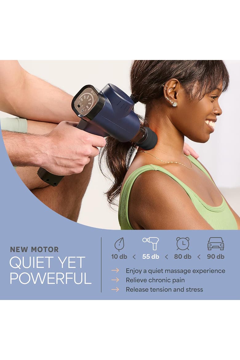 Sonic Massage Gun Percussion Muscle Massager with 8 Heads & 6 Speeds, Alternate, color, Blue