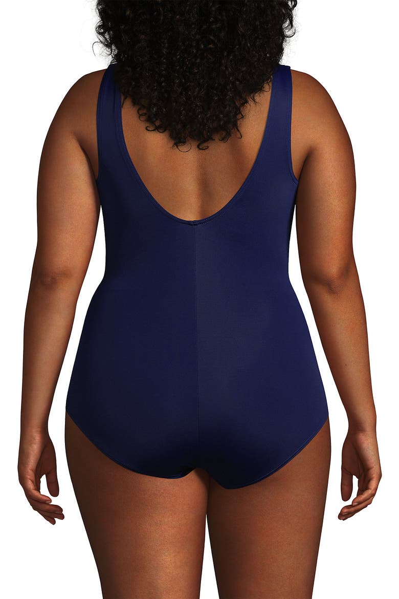 Plus Size DD-Cup Chlorine Resistant Scoop Neck Soft Cup Tugless Sporty One Piece Swimsuit, Alternate, color, Deep Sea Navy