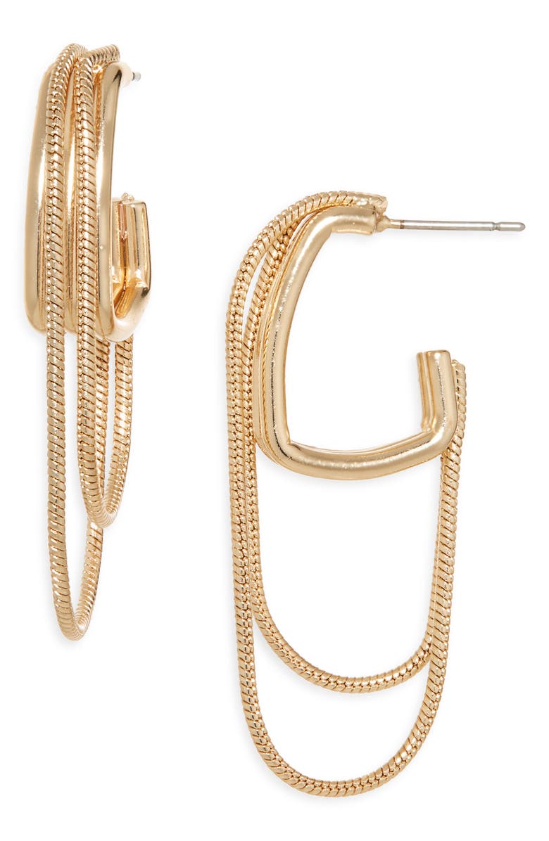 Tasha Snake Chain Drop Hoop Earrings, Main, color, Gold