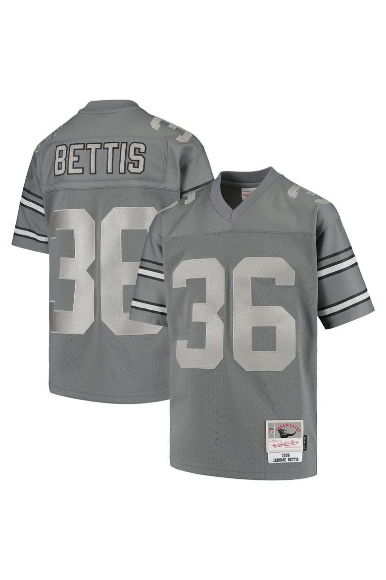 Youth Mitchell & Ness Jerome Bettis Charcoal Pittsburgh Steelers 1996 Retired Player Metal Replica Jersey, Main, color, Charcoal