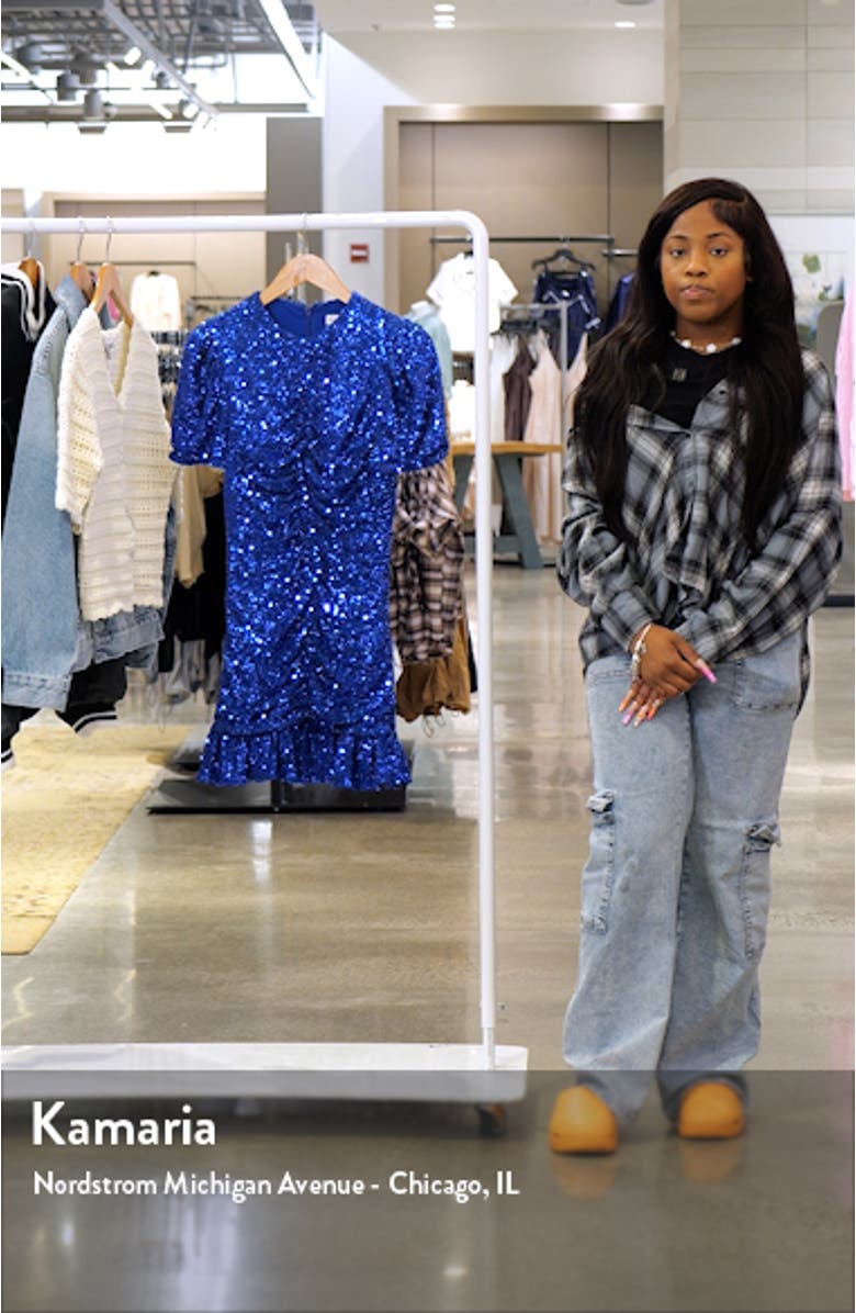 Chandler Sequin Short Sleeve Ruched Minidress, sales video thumbnail