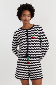 Chinti & Parker Cotton Cherry Crochet Cardigan