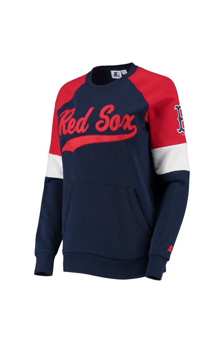 STARTER Women's Starter Navy/Red Boston Red Sox Playmaker Raglan Pullover Sweatshirt, Alternate, color, Navy