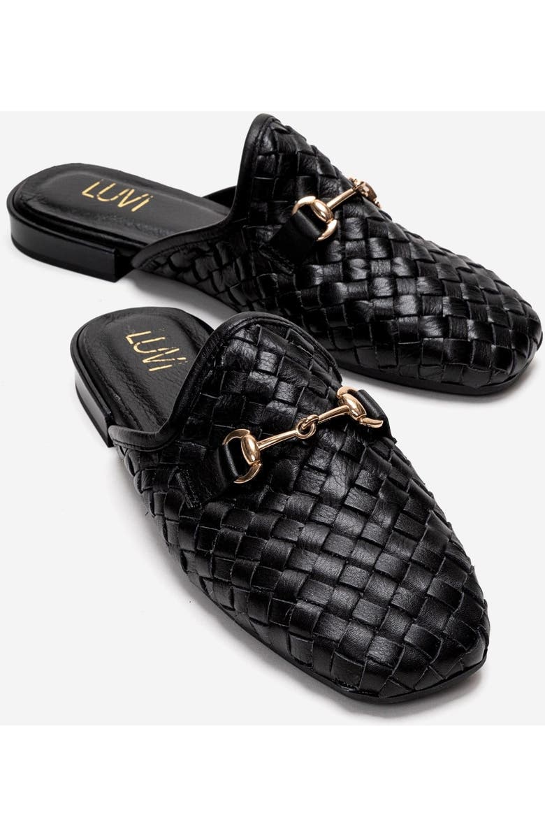 Forever & Always Shoes Senia Leather Woven Mule, Main, color, Black