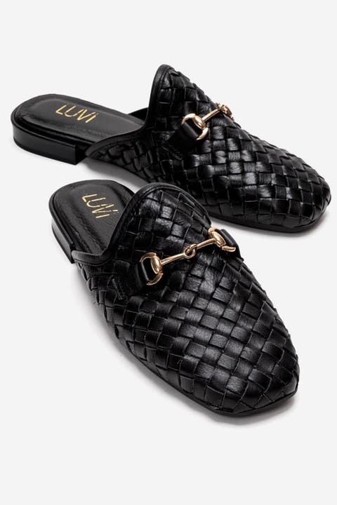Senia Leather Woven Mule